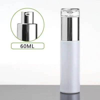 Зеленый/матовый/белый/синий стеклянный флакон 60 мл с серебристым прессовым