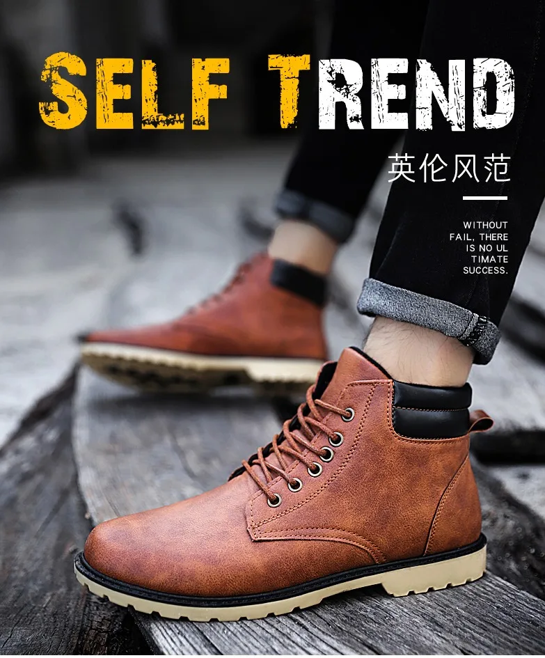 New Arrival Fashion Suede Leather Men Snow Boots Autumn Winter Warm Plush Men boots Ankle Boots casual Martin boots Flat shoes