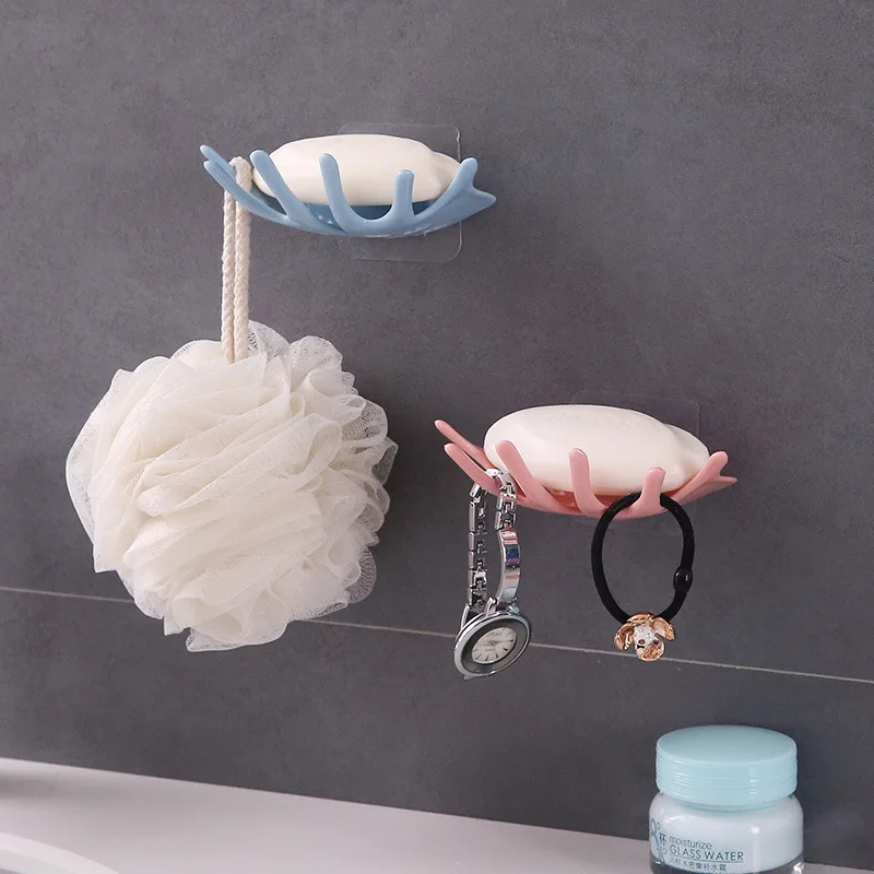 

Seamless Crown Plastic Storage Holder Soap Rack Multi-function Storage Shelf Razor Hook Soap Box Kitchen Tool Bathroom Accessory