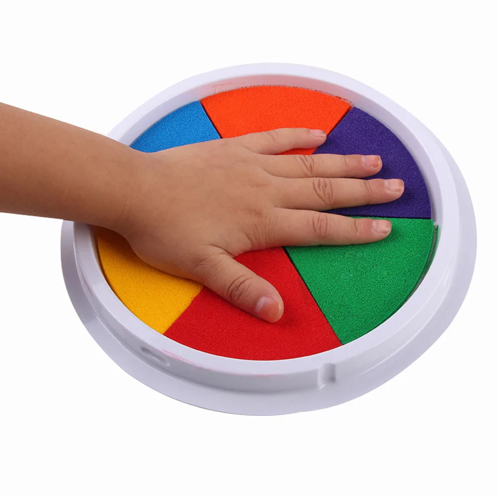

Funny 6 Colors Ink Pad Stamp DIY Finger Painting Craft Cardmaking Large Round For Kids Learning Education Stamp Drawing Toys