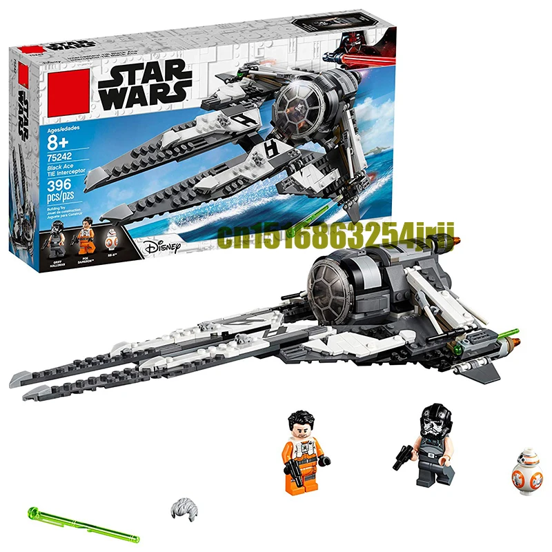 

408pcs New lepining Star Wars Resistance Black Ace TIE Interceptor 75242 Building Block Toy Children Gift 11421