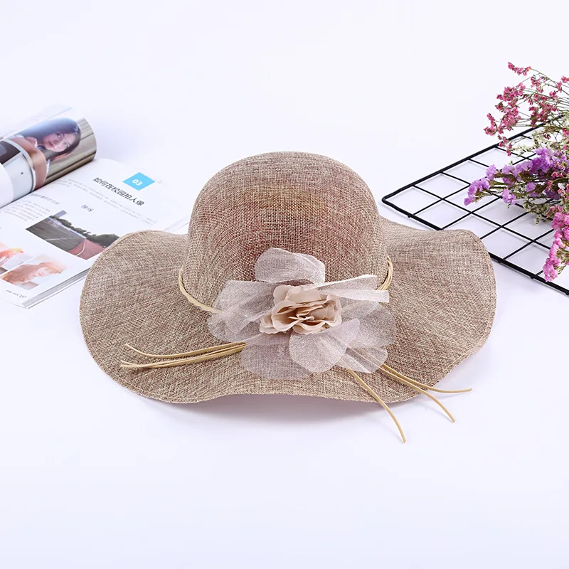 Summer new Sun Hat ladies Korean bow hat wave large brim beach hat Sun visor Hat - Color: Red