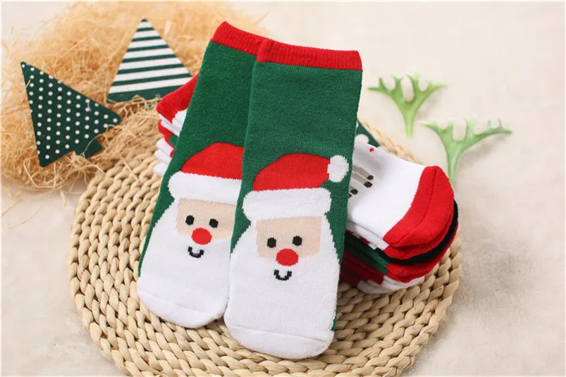 Рождественские детские хлопковые носки для малышей с изображением медведя, Санта-Клауса, снежной хлопковой расцветки Гольфы с высоким голенищем детские носки для мальчиков и девочек 0-6 лет