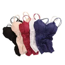 Сплошной цвет бесшовные бюстгальтеры мягкий жилет безрукавки кружева выдалбливают Нижнее белье