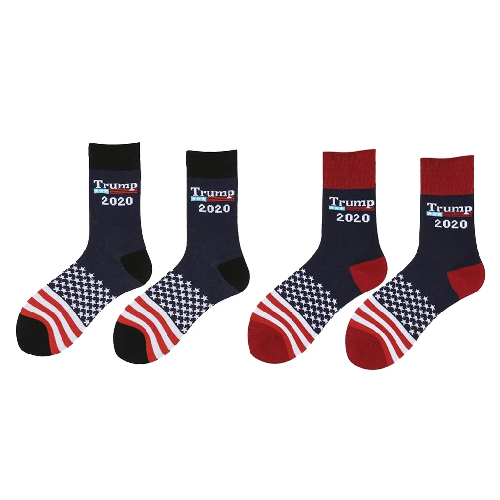 2 Pairs Word Pattern Printed Stockings Crew Socks Funny 100% Cotton Socks