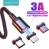 KUULAA LED magnetyczny kabel USB 3A szybkie ładowanie typ C kabel magnes ładowarka Micro USB kabel telefon komórkowy dla iPhone 13 12 11 przewód 1