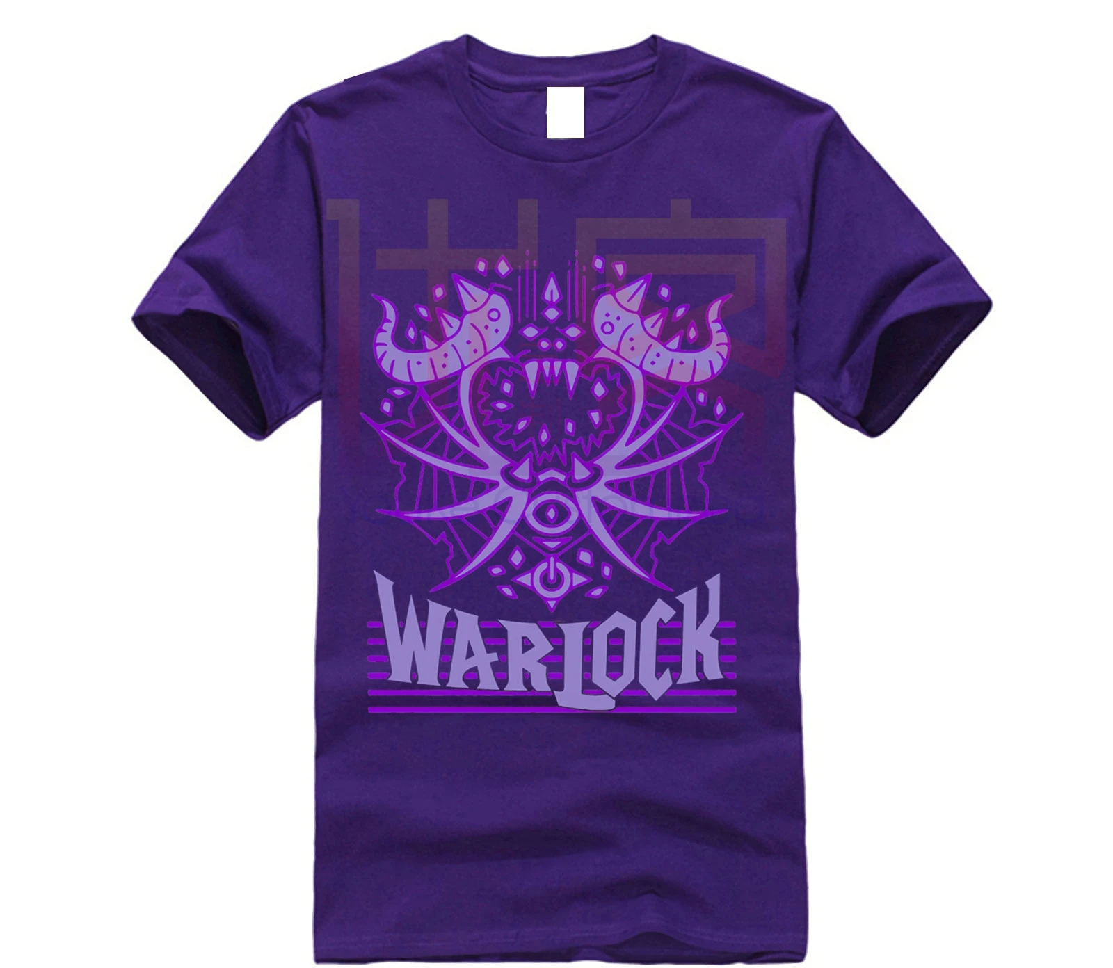 Горячая Мужская рубашка WORLD OF WARCRAFT класса WARLOCK футболки с гербом - Цвет: purple