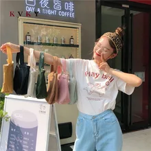 Женская сумка для покупок продуктовый простой принт с буквенным принтом модная Мини Повседневная Вельветовая сумка переиспользование дикая холщовая Хлопковая Сумка-тоут