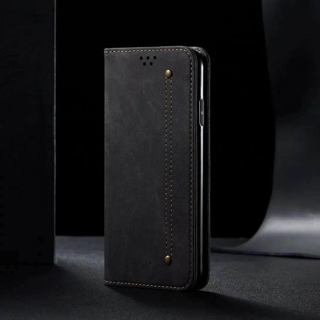 Флип Чехол Для samsung Galaxy S11 плюс S10 плюс S10 5G M30S A50S A30S A50 A70 A30 A20 из искусственной кожи джинсы Чехол-книжка для телефона чехол Чехол - Цвет: Черный