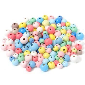

50Pcs 8/10/12mm Colorful Wooden Beads Round Spacer Beads Wood Charms For Jewelry Making DIY Necklace Bracelet Accessories