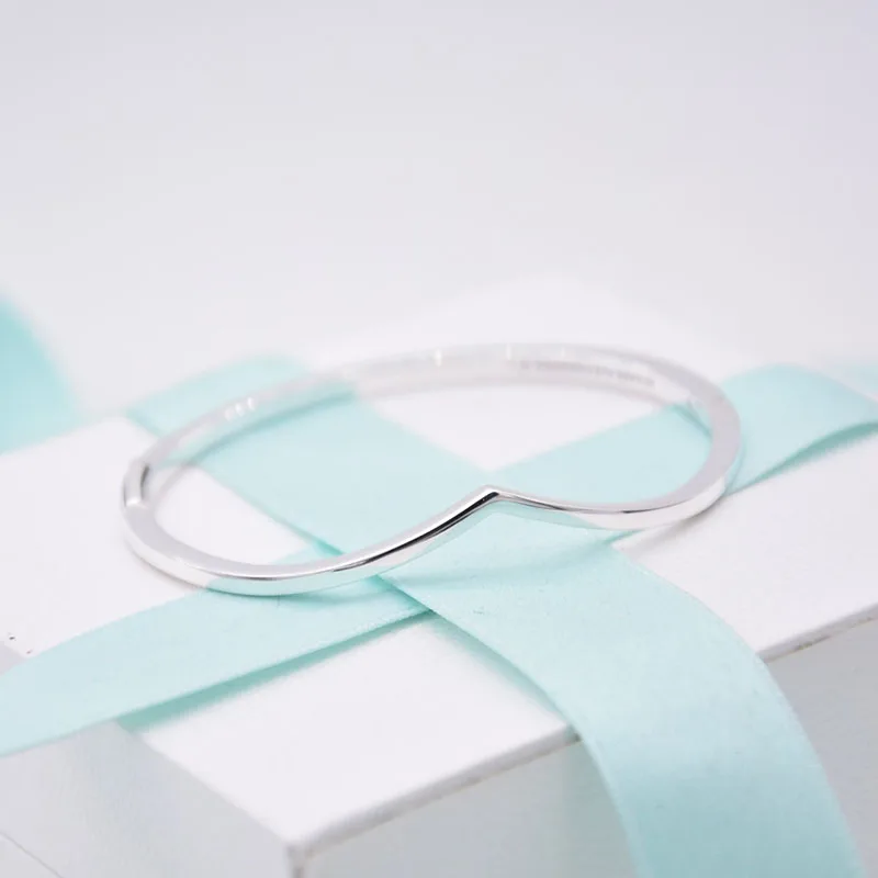 

Authentic 925 Sterling Silver Pan Bracelet Innovative V-shaped Wish Fashion Folding Bracelet Fit Diy Charm Women Jewelry