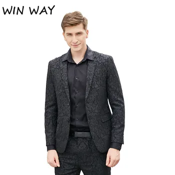 

Win Way Blazer Men 2019 High Quality Suit Jacket Male Occident Style Printing Mens Blazer Slim Fit Mens Blazer black Jacket Men