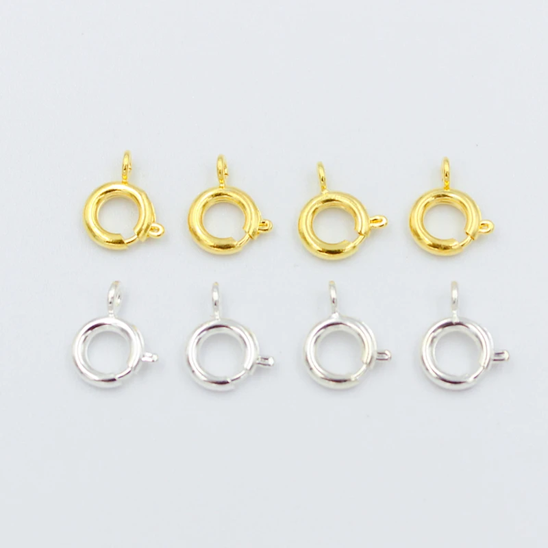 

50pcs/lot Gold Spring Ring Clasp With Open Jump Ring jewelry Clasp For Chain Necklace Bracelet Connectors Jewelry Making