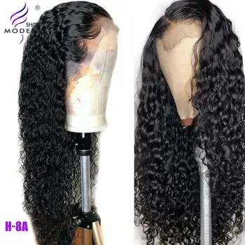 Brazilian Water Wave Wig 13*4 Lace Front Human Hair Wigs Pre Plucked Natural Hairline 150 High Radio Remy Hair Wigs Modern Show tanie i dobre opinie Long Lace Front wigs Half Machine Made Half Hand Tied Darker Color Only French Lace 1 Piece Only Medium Brown Brazilian Hair