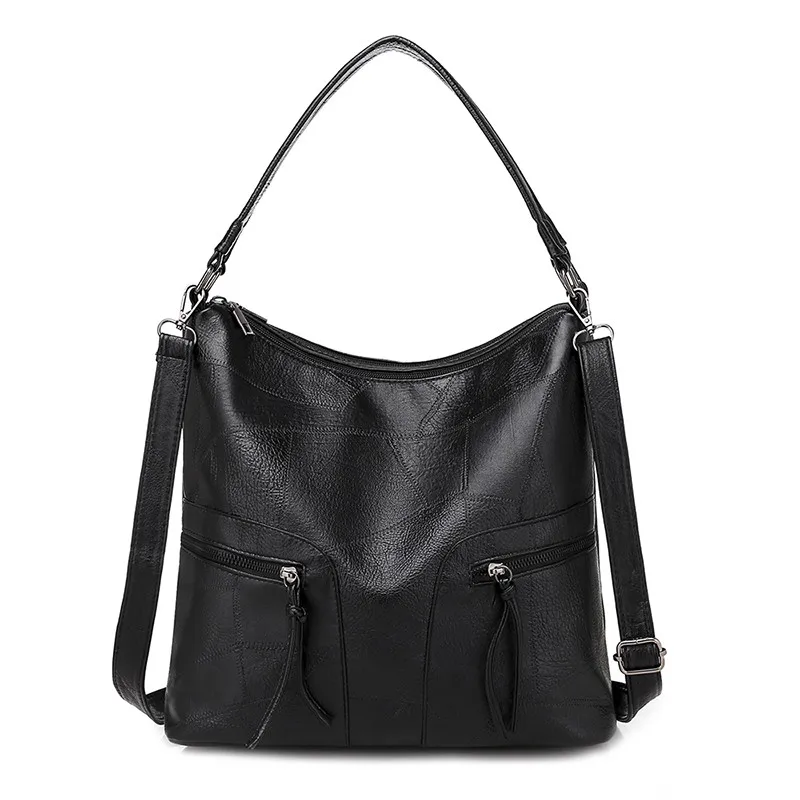 Новые квадратные женские сумки hobo дизайнерские брендовые известные черные кожаные кросбади большая сумка для дам сумка на плечо - Цвет: BLACK