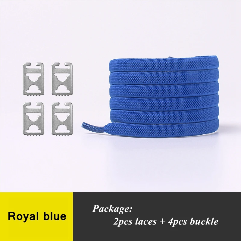 Royal blue 1 пара эластичных шнурков без завязок для детей и взрослых, быстросохнущие шнурки на плоской резиновой подошве, кроссовки, шнурки для бега, 24 цвета - Цвет: Royal blue