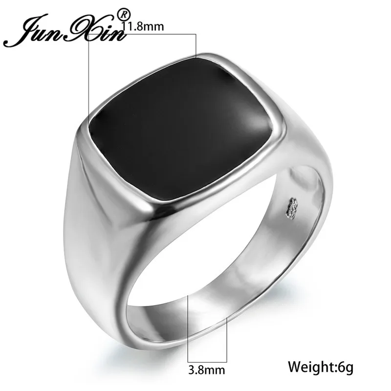 Vintage Mens Stone Geometric Rings Gold Color Big Wedding Bands Male Engagement Party Jewelry
