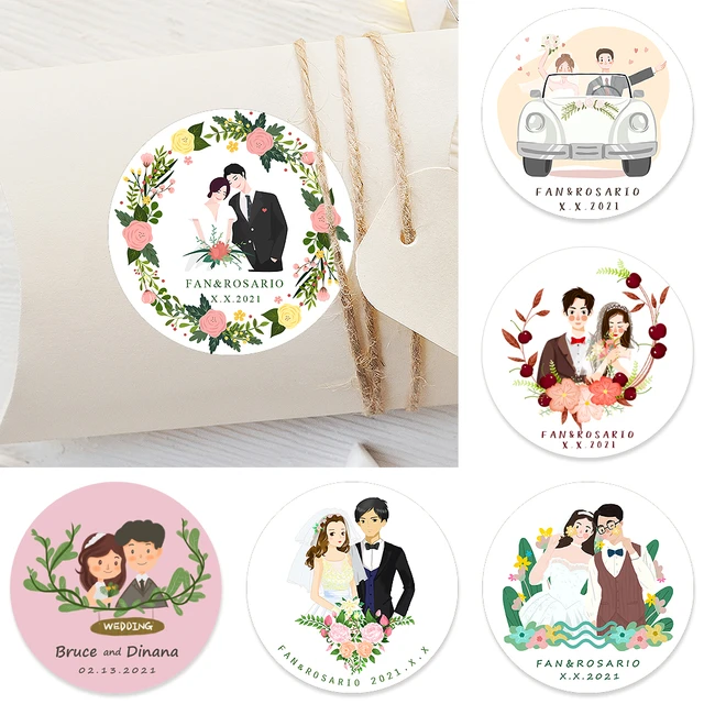 Personalized Wedding Stickers Gifts  Round Personalized Wedding Sticker -  Wedding - Aliexpress
