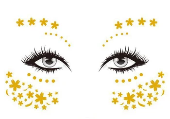 

Gold Face Temporary Tattoo Sticker flower Waterproof Freckles Makeup Eye Decal Body Art for Girl Kid design 18