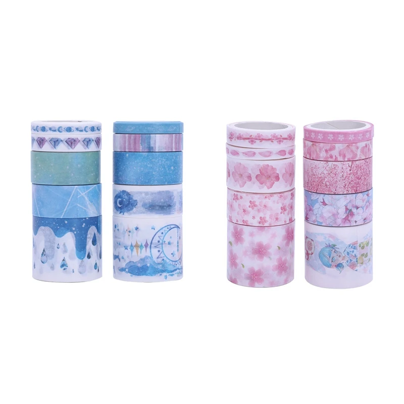 

20 Pcs Cute Masking Washi Tape Set Stationery Kawaii Scrapbooking Supplies Sticker, 10 Pcs Cherry Blossoms & 10 Pcs Star