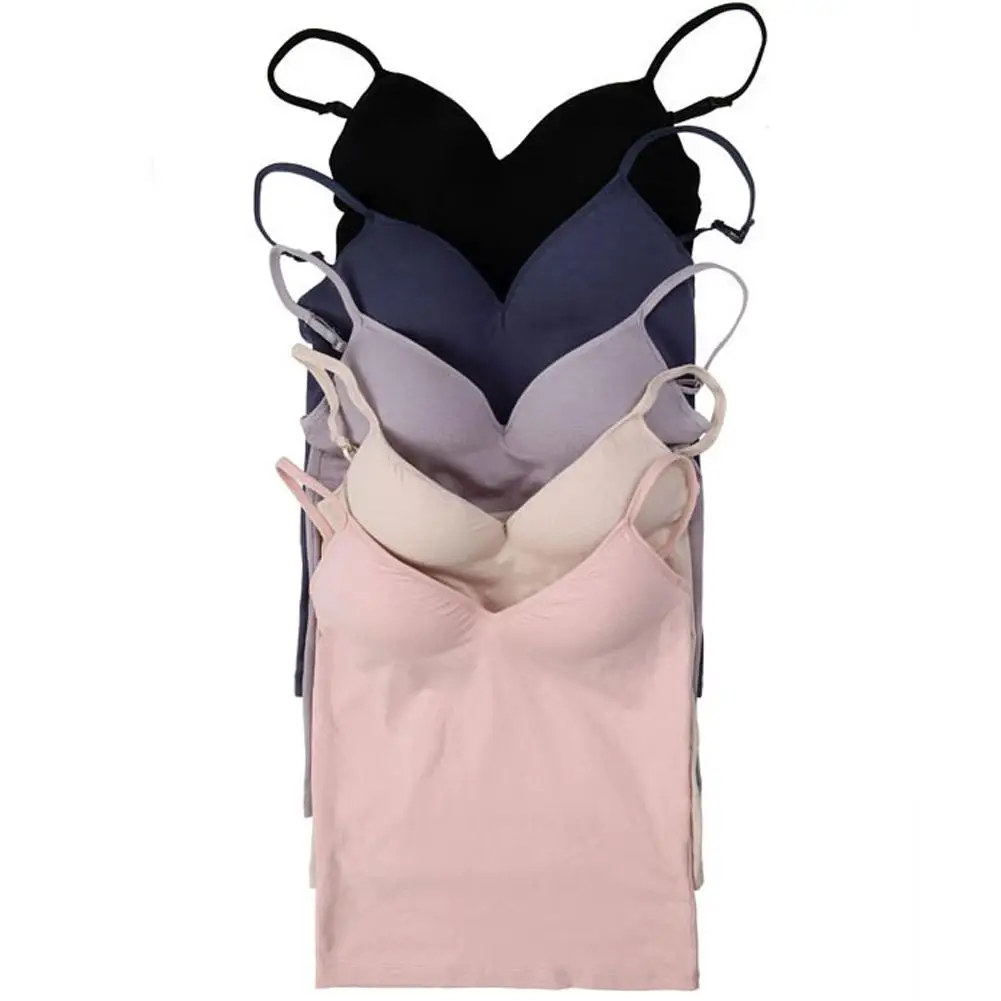 Sexy Women Padded Bra Tank Top V Neck Solid Color Camisole Straps Push Up Vest Sexy Women Padded Bra Tank Top V Neck Solid Color Camisole Straps Push Up Vest
