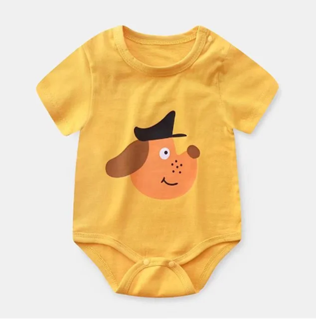 Newborn Baby summer rompers 100% Cotton Infant Body Short Sleeve baby Jumpsuit Cartoon ropa bebe Baby Boy Girl clothes sky blue