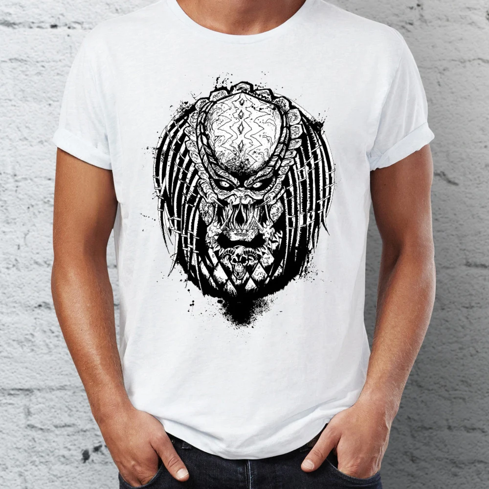

Men's T Shirt The Hunter Predator Movie Badass Black And White Artsy Tee