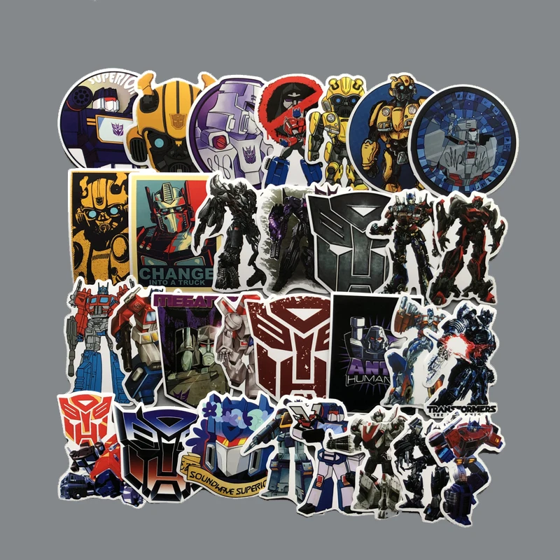 50 шт./лот, Autobots, наклейка, значок Decepticons, персонализированный, водонепроницаемый, чехол на колесиках, граффити, наклейка на стену, украшение для дома