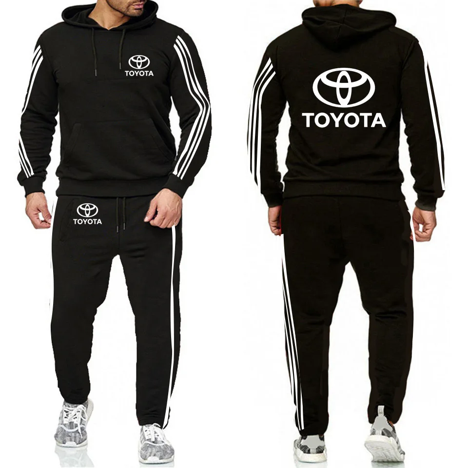 Sudaderas con capucha de los hombres Toyota coche logotipo impreso sudadera unisex de los hombres de la moda Sudadera con capucha sudaderas Casual de lana pantalones traje 2 uds