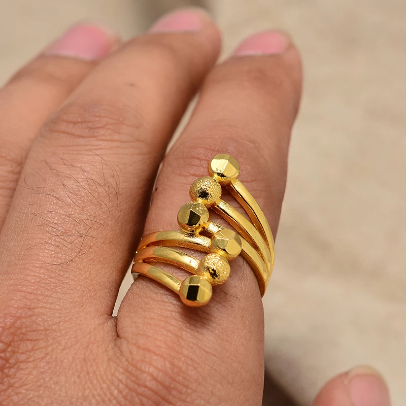 Wando Эфиопский Дубай бусина золотой цвет арабские кольца с изменяемыми размерами для женщин/подростков Свадебные украшения Африканский/Ближний Восток подарок