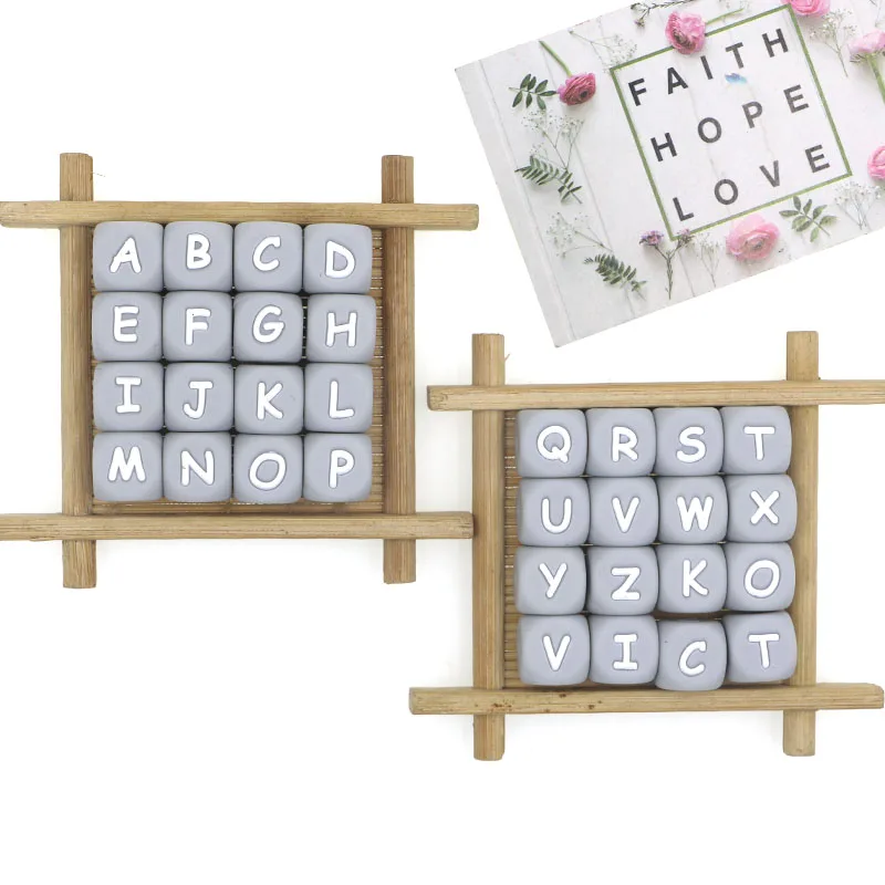 

Kovict 50/100/200/500/1000Pcs 12MM Gray Silicone Letters Beads For Jewelry Making DIY Bracelet Pacifier Chain Accessories