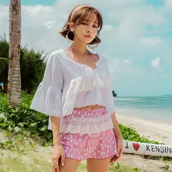 

Push Up Bikini May Female Beach Girls Bathing Suit Surfing Clothes Korea Swimwear Womens Rashguard Split Women Three Piece Set