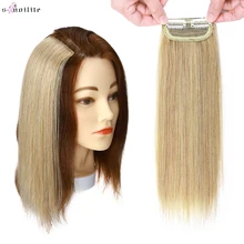 Aliexpress - 1pc Straight Non-Remy Human Hair 4inch To 12inch Clip in Hair Extensions Black Brown Platinum Blonde 8g-17g Hairpiece For Women