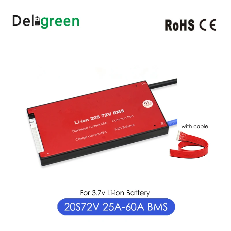 Deligreen 20S 25A 35A 45A 60A 72V PCM/PCB/BMS для 3,7 V литиевая батарея 18650 Lithion LiNCM Аккумулятор для электровелосипеда