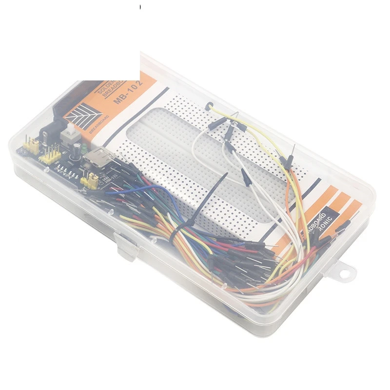 

3.3V/5V MB102 Breadboard power module+MB-102 830 points Solderless Prototype Bread board kit +65 Flexible jumper wires