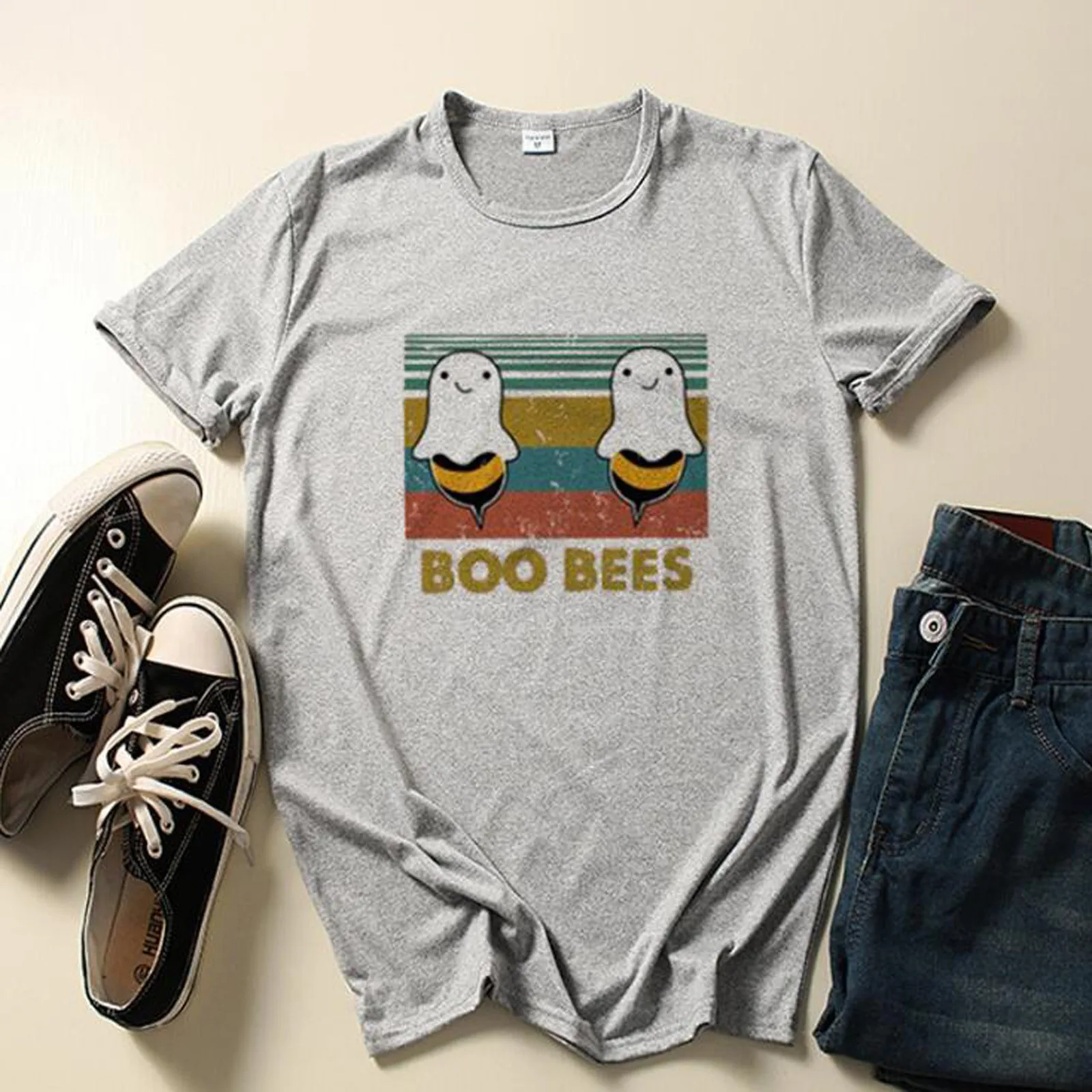 Mujeres camiseta Boo abejas carta camisetas pantalón corto Casual manga Tops Tee de hombre tlife Tops T camisas para prendas de calle mujer Casual Top