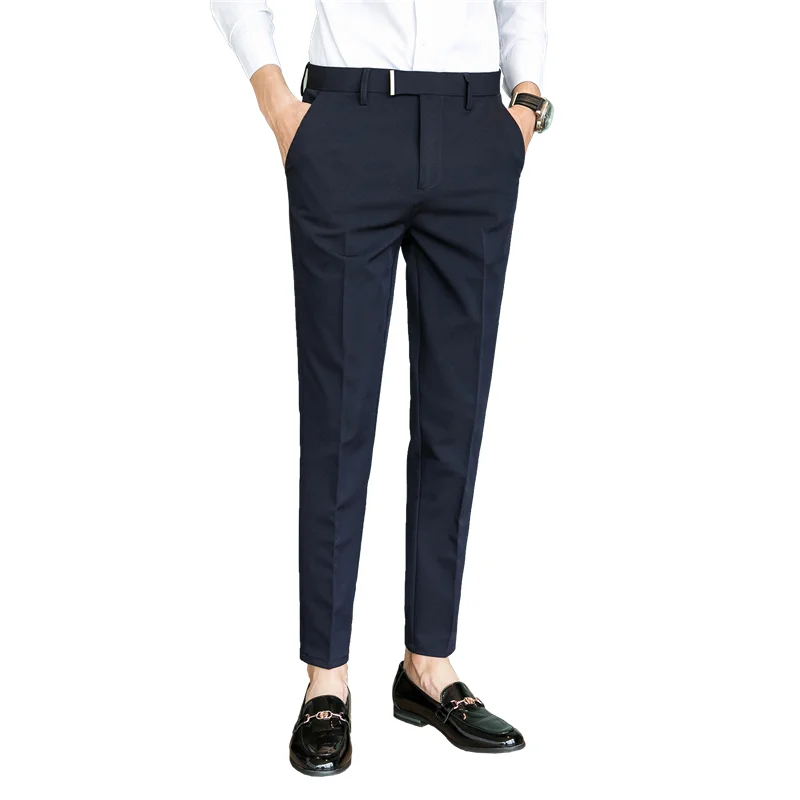 sport coat QJ CINGA New Black Men's Suit Pants Business Casual Trousers Blue Small Stretch Slim Pants Men Spring Autumn Pantalones Hombre blazers