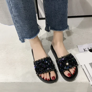 

Beach Shoes Womens Slippers Outdoor Platform Pantofle Fringe Luxury Slides Med Sabot Soft Flat 2020 Summer Designer Fashion