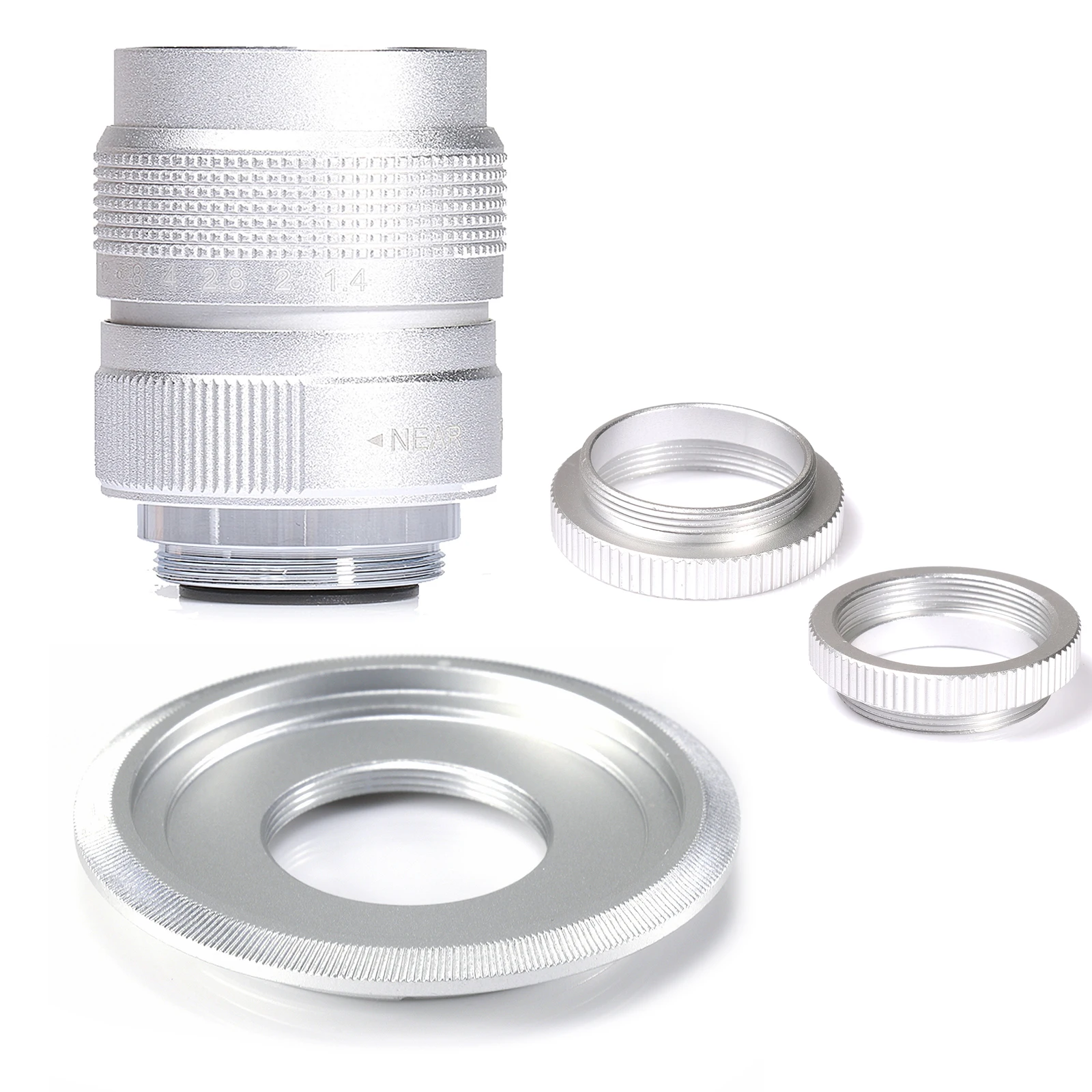 Серебристый объектив Fujian 25 мм f/1 4 APS-C CCTV + переходное кольцо 2 макрокольца для