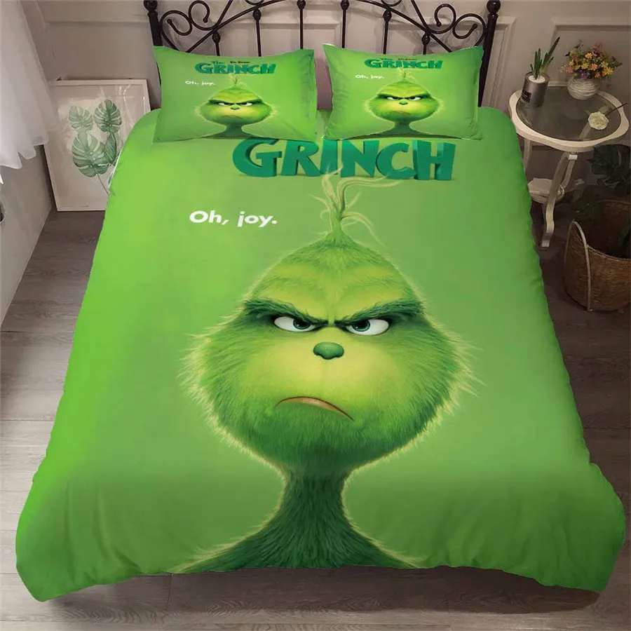 HELENGILI 3D комплект постельного белья Grinch палантин Рождественский принт пододеяльник набор постельное белье с наволочкой набор домашнего текстиля# TG-11
