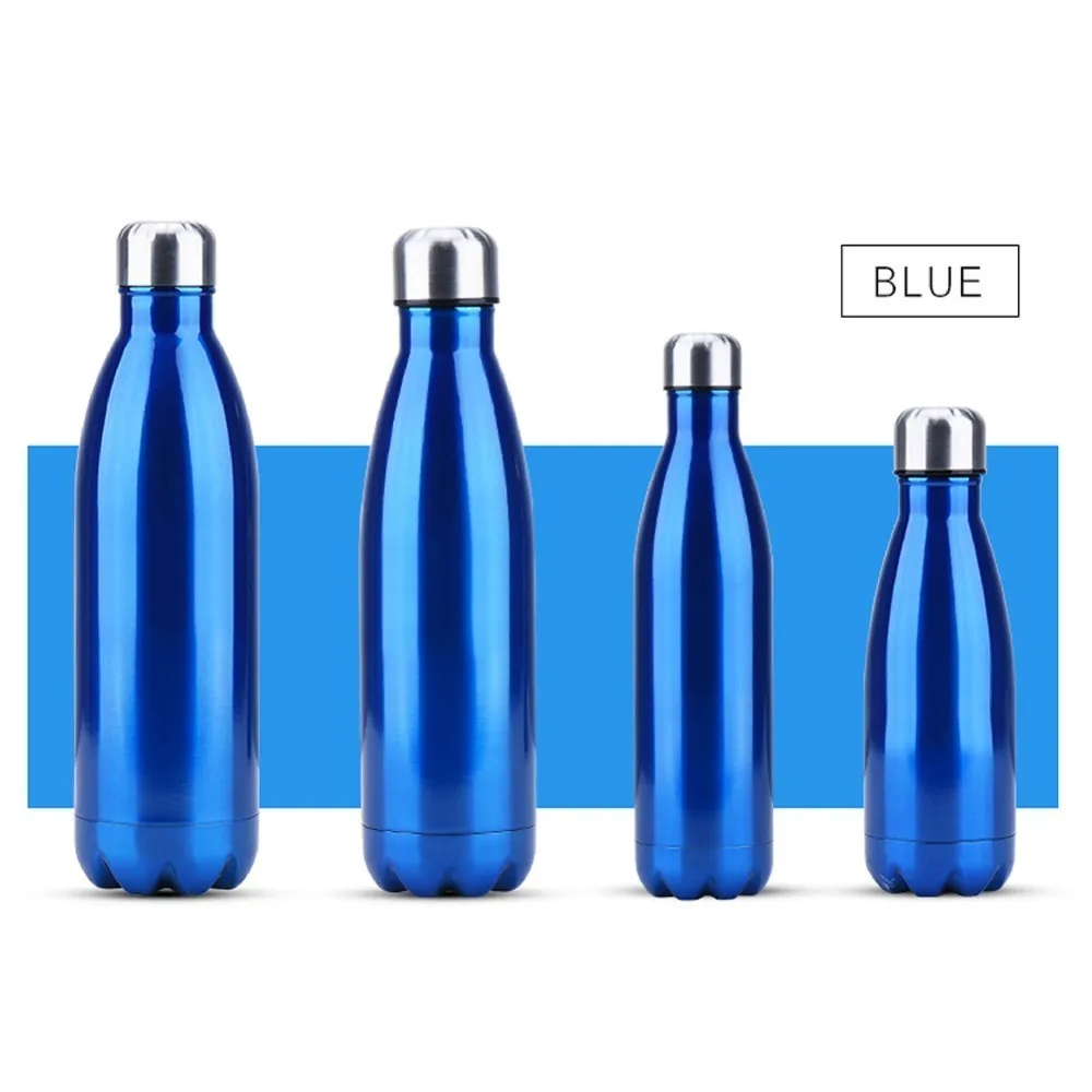 350/500/750/1000ml Double-wall Creative BPA free Water Bottle Stainless Steel Beer Tea Coffee Portable Sport Vacuum - Цвет: Синий