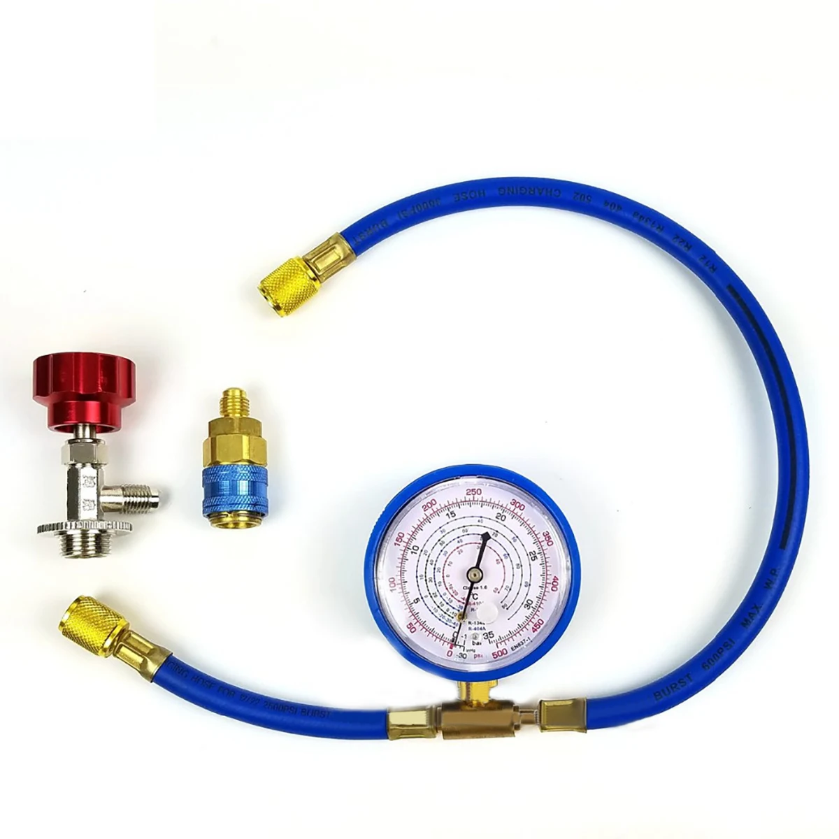 DWZ   1 Set New M14 R134a Refrigerant Charging Hose With Gauge Recharge Measuring Tool