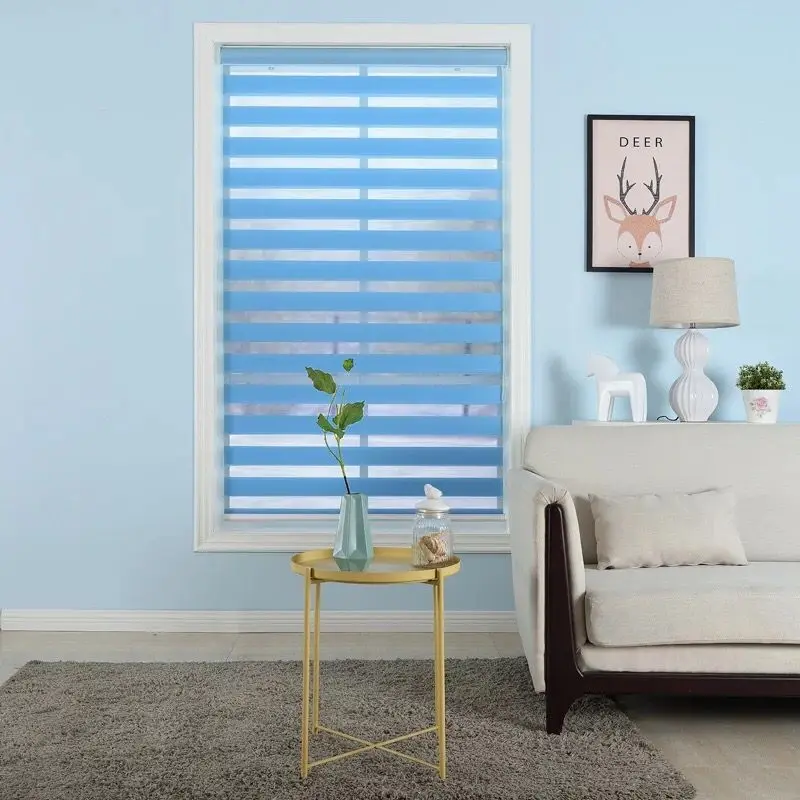 Day Night Blinds Zebra Double Roller Shades Light Filtering Dual Layer Window Blind Shade Treatment for Living Room Bedroom Kitchen and More custom size 1