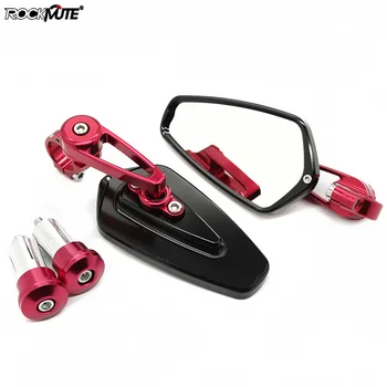 

7/8" 22mm Bar End Rear Mirrors Motorcycle Accessories Scooters Rearview Mirror Side View Mirrors Moto for Cafe Racer Back Red