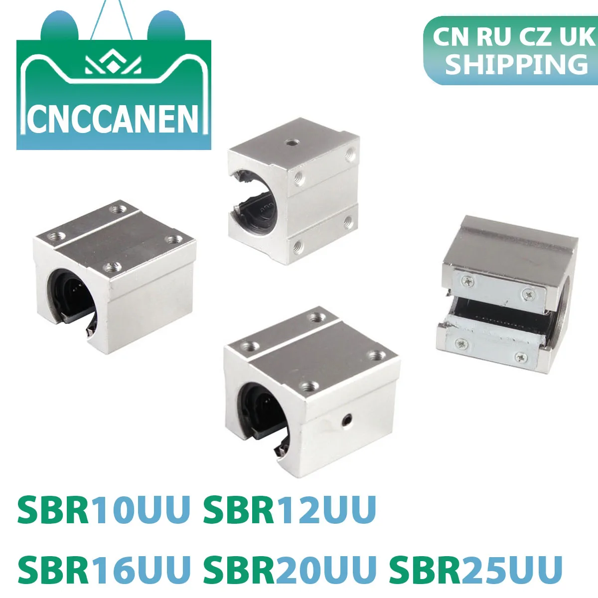 4PCS/LOT SBR10UU SBR12UU SBR16UU SBR20UU SBR25UU 12mm 16mm 20mm Linear Ball Bearing Block for CNC Router SBR Linear Guide Rail afbeelding