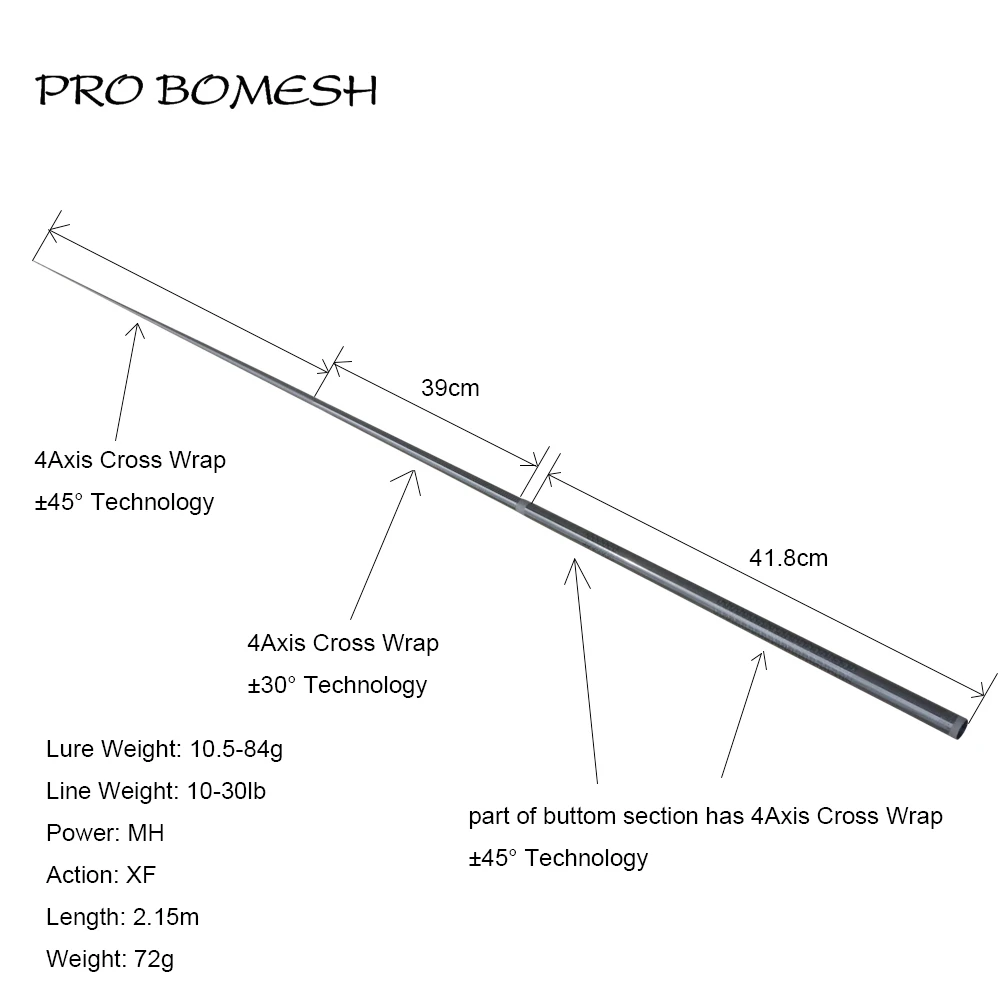 Pro Bomesh Toray Carbon Fiber 2.15m Kaleido Super Stallion Rod Blank