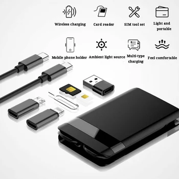 

LED Light Universal Storage Portable Type C Adapter Card Travel Multifunctional Connector Data Cable Smart Charging Electronics