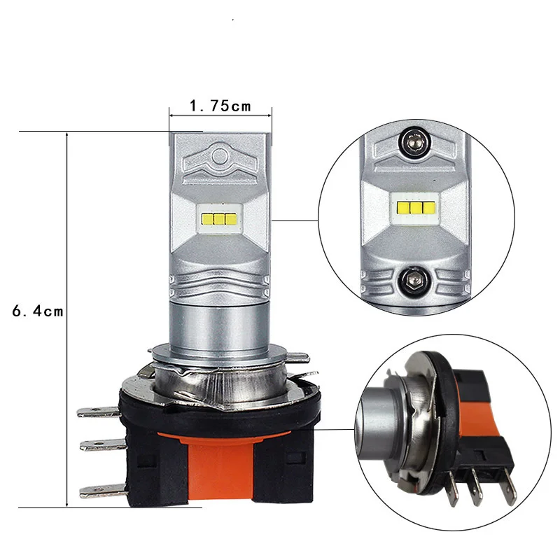 Светодиодный противотуманный светильник, автомобильные фары H15 6SMD 80W Canbus, светодиодный противотуманный светильник CSP H15, ламповый светильник s