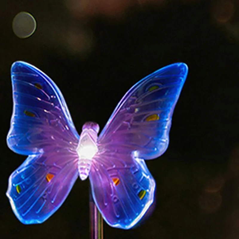 butterfly RGB уличный светодиодный светильник для газона, садовый светильник, водонепроницаемый светильник для украшения сада, Бабочка, птица, стрекоза, креативный арт, Солнечная лампа, Новинка - Испускаемый цвет: butterfly