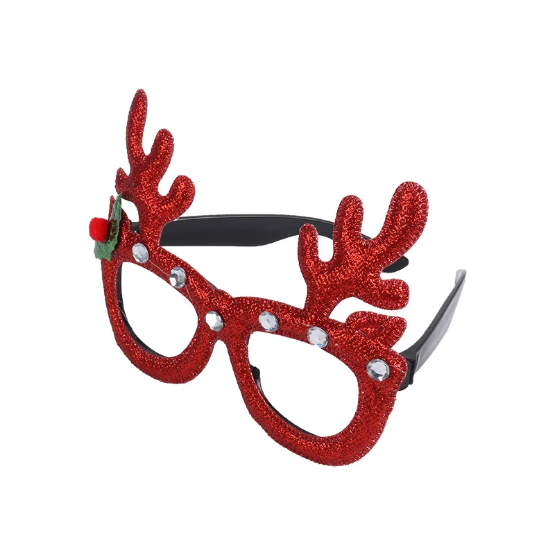 Новогодние повязки Рождественская елка оленьи рога, лента для волос на Рождество вечерние Детские Hairhoop рождественские очки с блестками для студийной Фотокабины - Цвет: 1pcs Glasses c